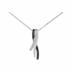 Robbez Masson Collier En Argent Rhodié Et Oxyde De Zirconium Blanc Et Noir