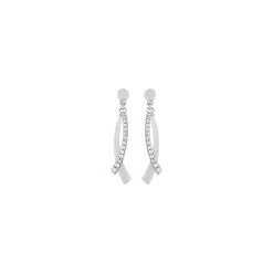 Robbez Masson Boucles D'oreilles Pendantes En Argent Rhodié Et Oxydes De Zirconium