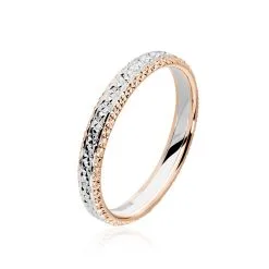 Histoire D'Or Alliance Multi Facettes Diamantee Demi Jonc Classique Or Bicolore