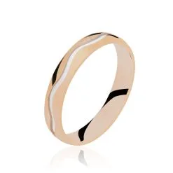 Histoire D'Or Alliance Vague Ruban Plat Or Bicolore