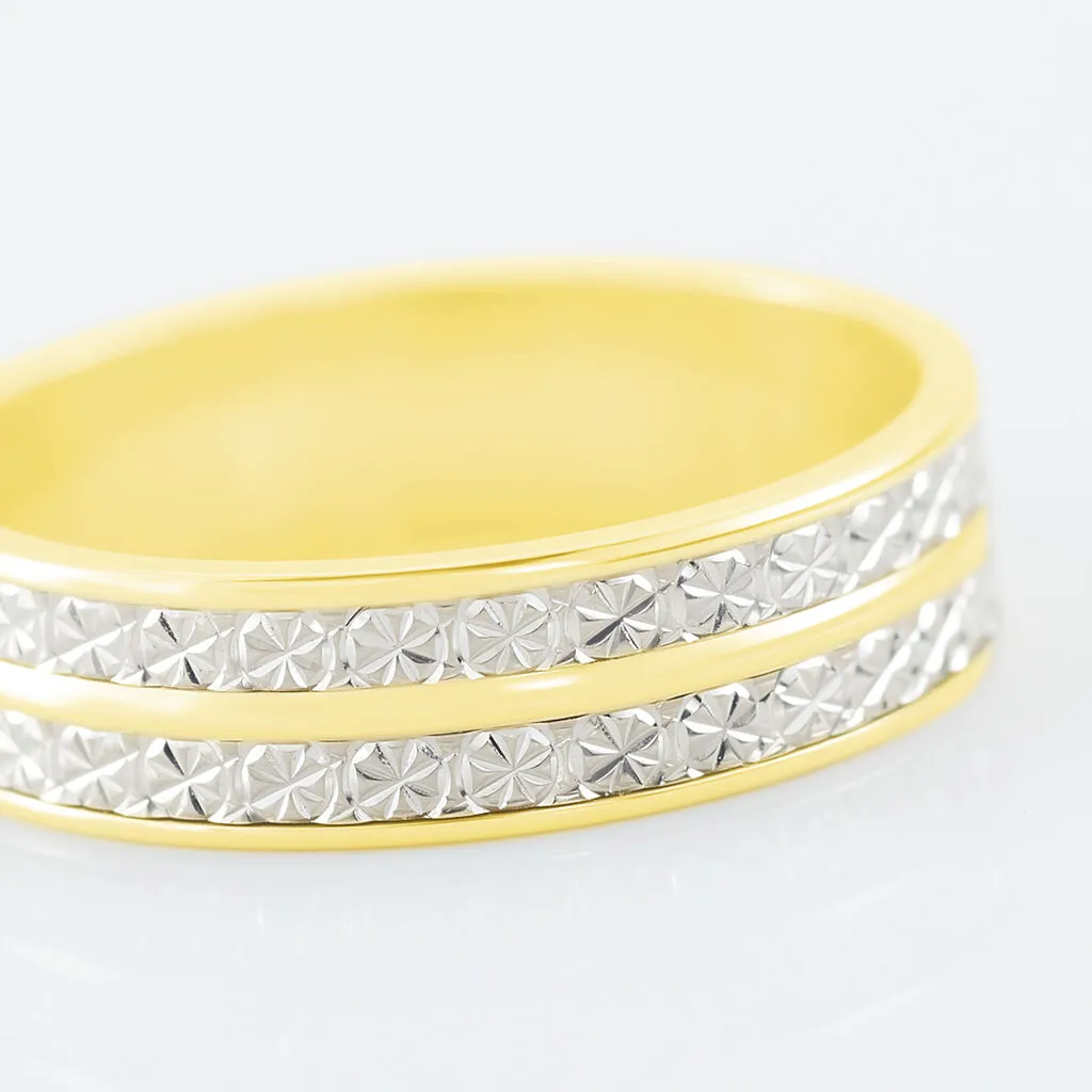 Histoire D'Or Alliance Clarisse 2 Rangs Diamantee Ruban Plat Or Bicolore – Image 4