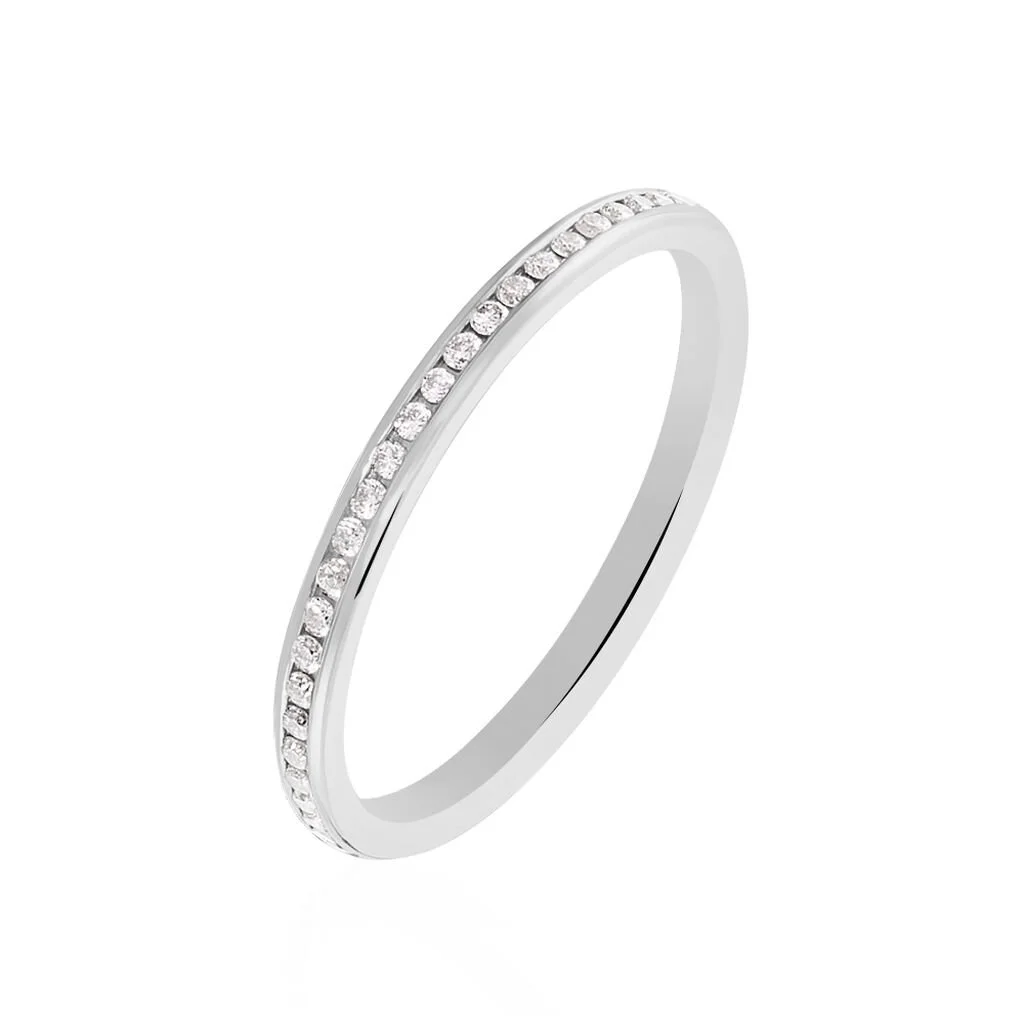 Histoire D'Or Alliance Laurie Demi-tour Or Blanc Diamant