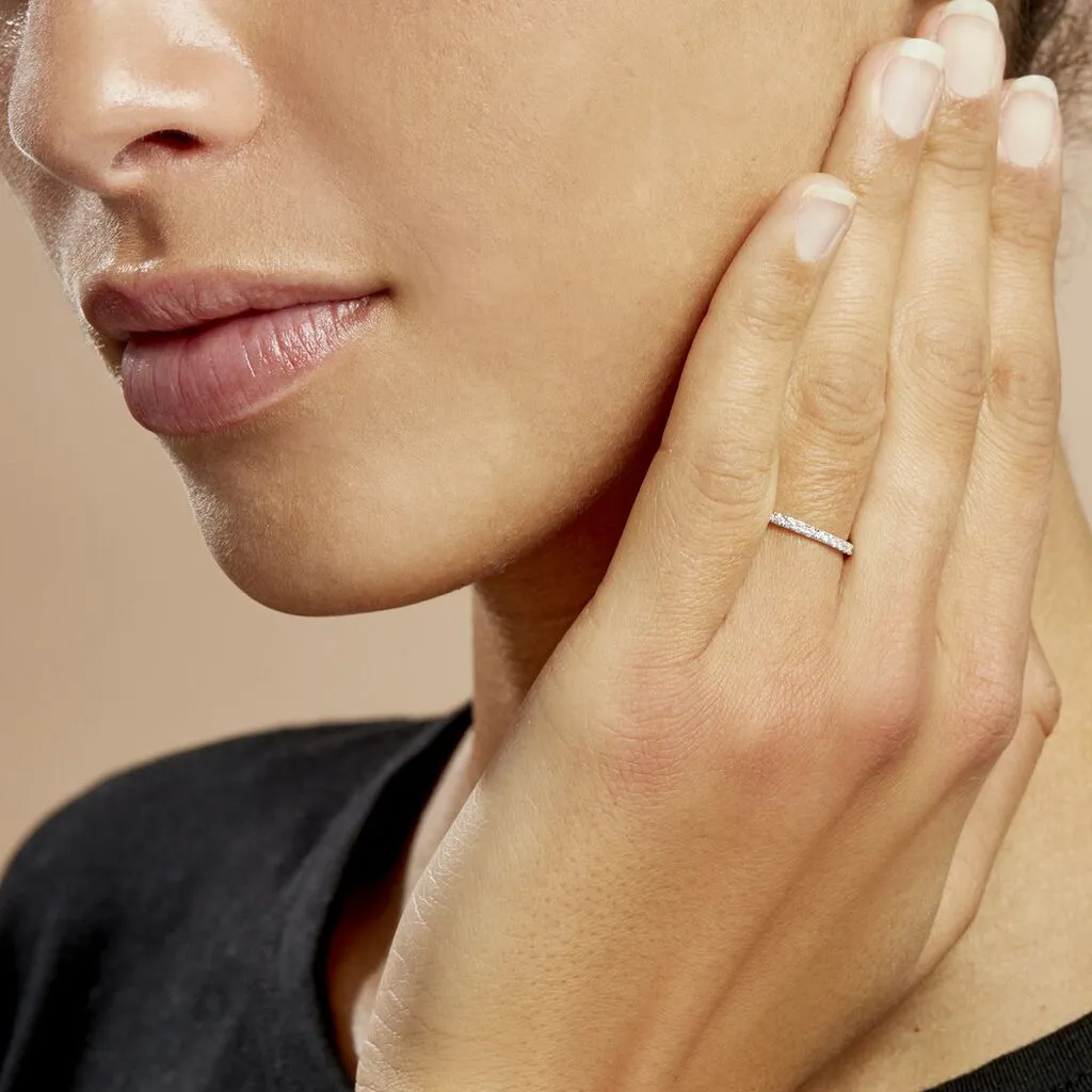Histoire D'Or Alliance Lauralee Tour Complet Or Blanc Diamant – Image 5