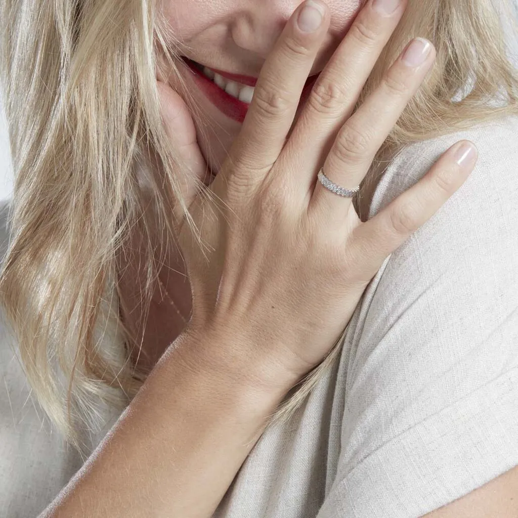 Histoire D'Or Alliance Dentelle 2 Rangs Diamantee Or Blanc – Image 3