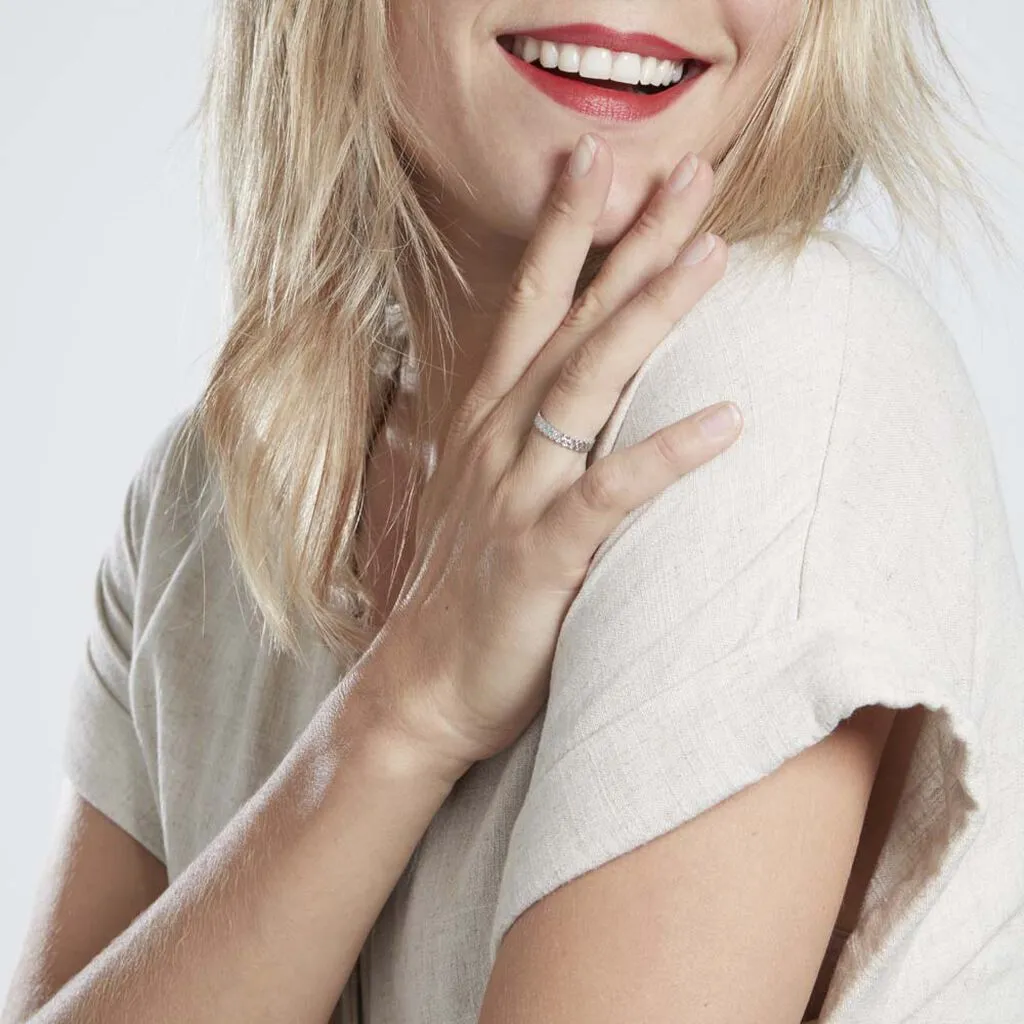 Histoire D'Or Alliance Dentelle 2 Rangs Diamantee Or Blanc – Image 4