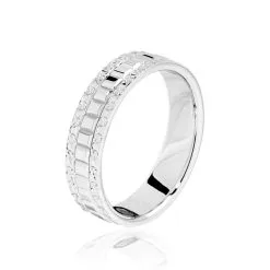 Histoire D'Or Alliance Herma Ruban Plat Or Blanc