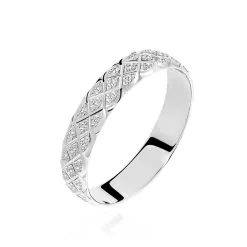 Histoire D'Or Alliance Ginny Ruban Plat Or Blanc