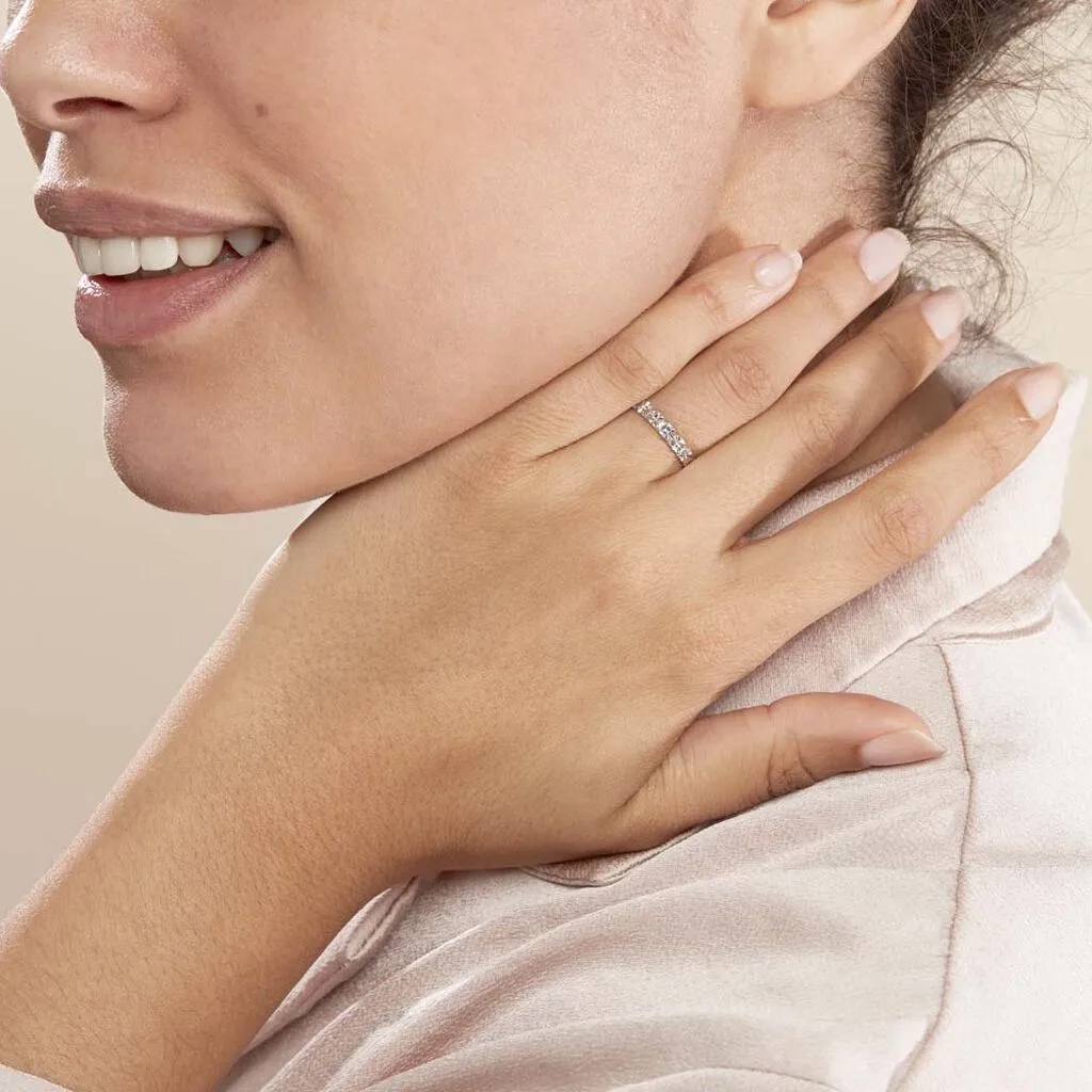 Histoire D'Or Alliance Fleur Diamantee Ruban Plat Or Blanc – Image 3