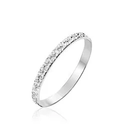 Histoire D'Or Alliance Fantaisie Diamantee Ruban Plat Or Blanc