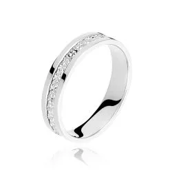 Histoire D'Or Alliance Fantaisie Diamantee Ruban Plat Or Blanc