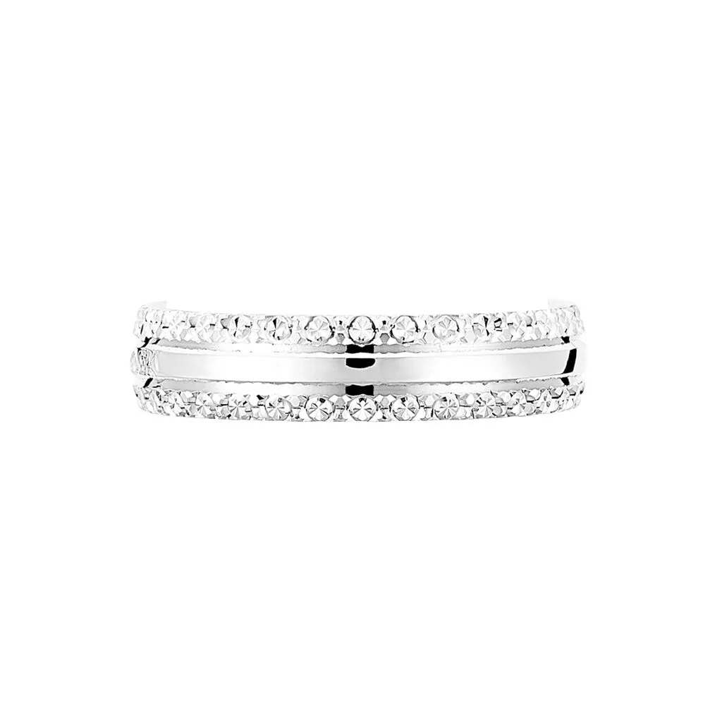 Histoire D'Or Alliance June 2 Rangs Diamantee Ruban Plat Or Blanc – Image 2
