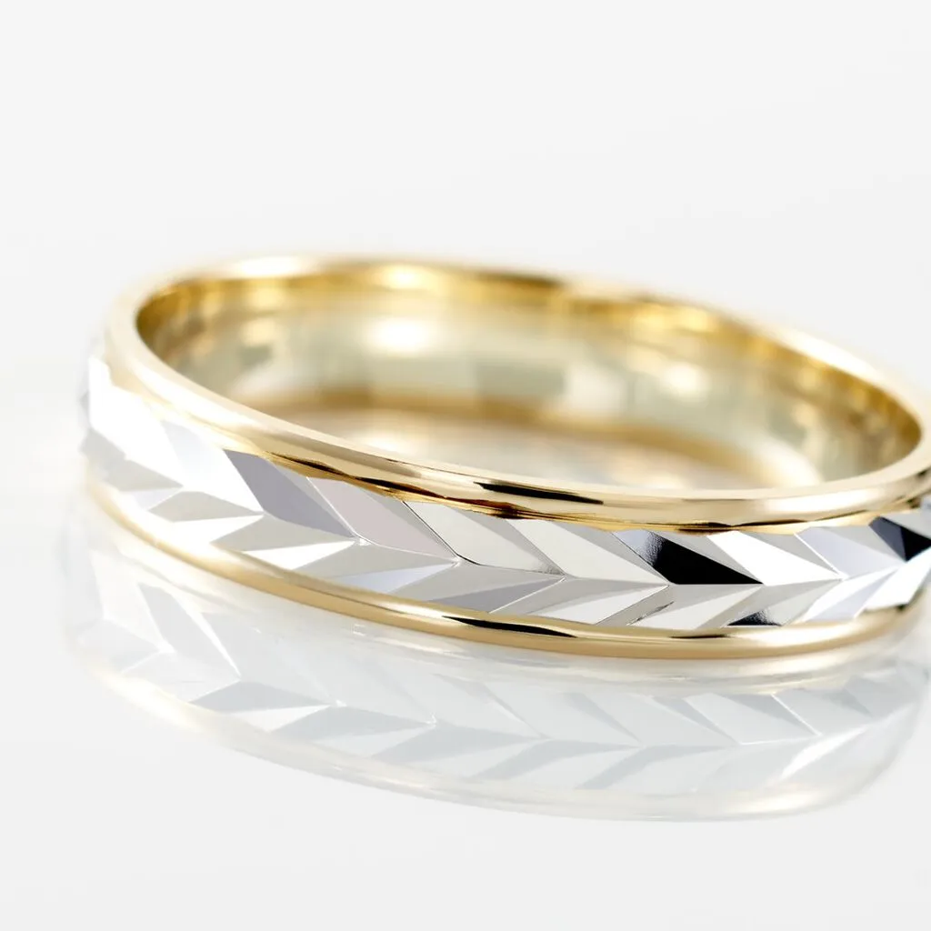 Histoire D'Or Alliance Epi Fantaisie Ruban Plat Or Bicolore – Image 4