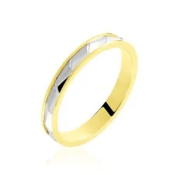 Histoire D'Or Alliance Daphna Ruban Plat Or Bicolore