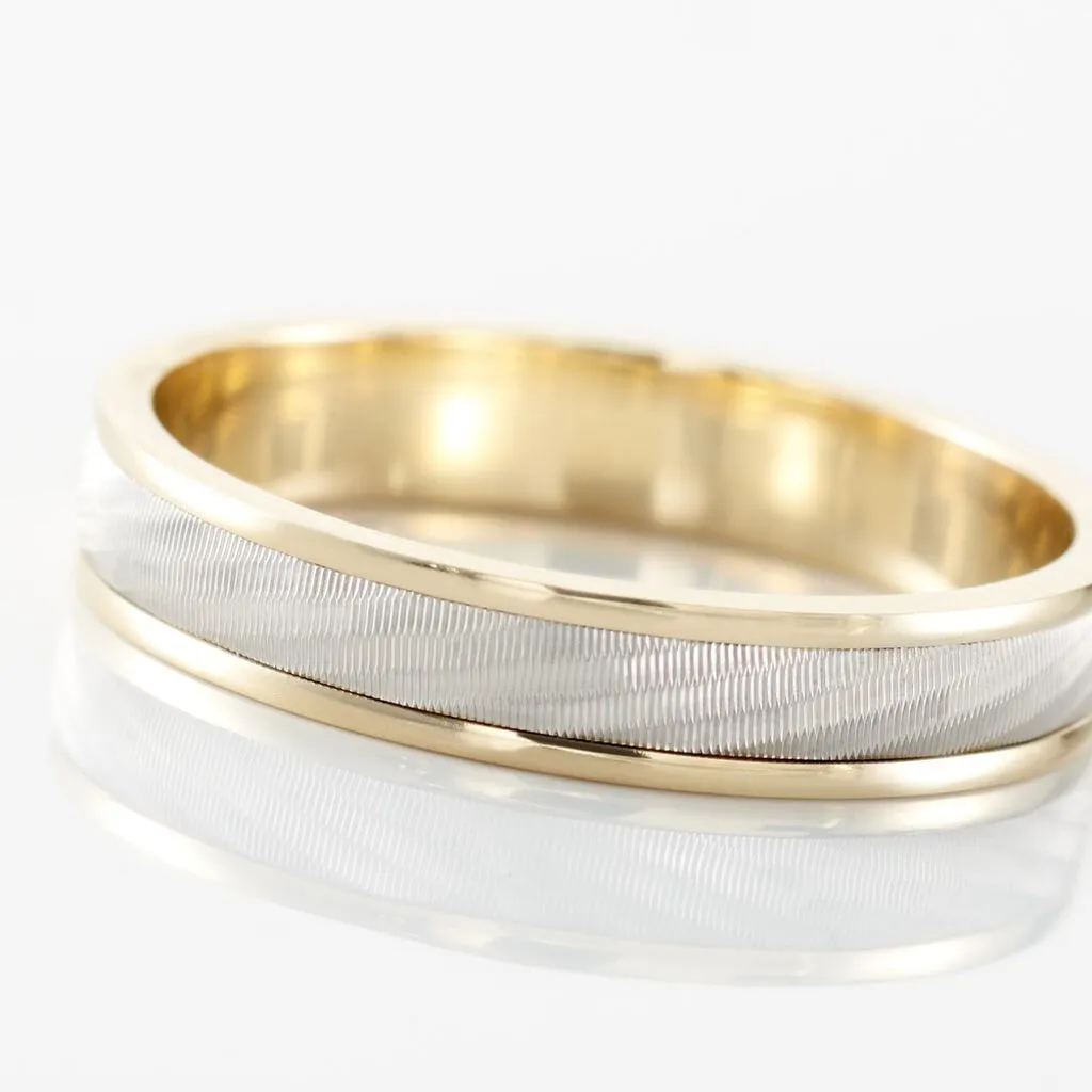 Histoire D'Or Alliance Effet Mat Ruban Plat Or Bicolore – Image 4