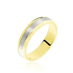 Histoire D'Or Alliance Fantaisie Rayures Demi Jonc Classique Or Bicolore
