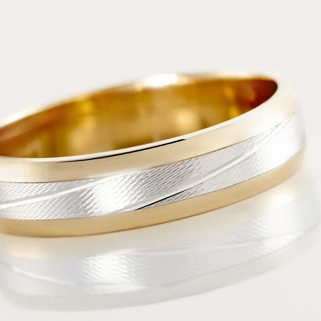 Histoire D'Or Alliance Fantaisie Rayures Demi Jonc Classique Or Bicolore – Image 4