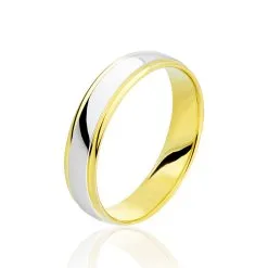 Histoire D'Or Alliance Miroir Ruban Plat Or Bicolore