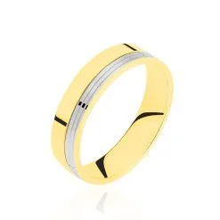 Histoire D'Or Alliance Selvinaz Ruban Plat Or Bicolore
