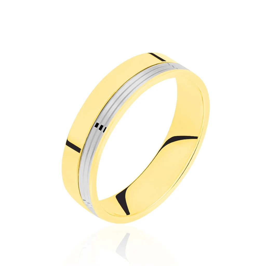 Histoire D'Or Alliance Selvinaz Ruban Plat Or Bicolore