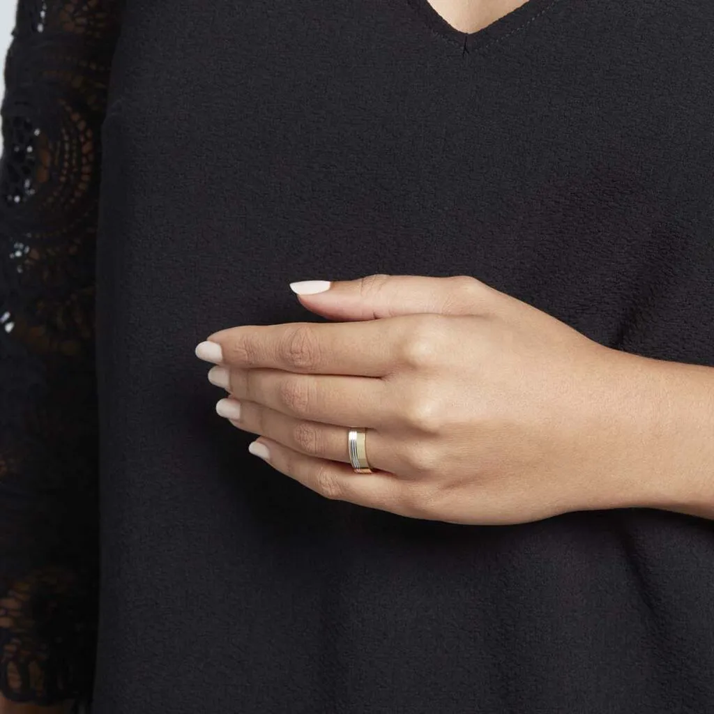 Histoire D'Or Alliance Selvinaz Ruban Plat Or Bicolore – Image 4