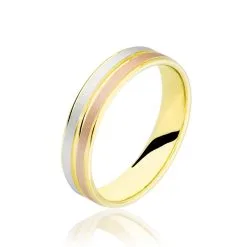 Histoire D'Or Alliance Triade Ruban Plat Or Tricolore