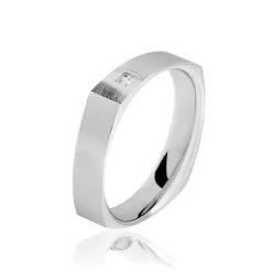 Histoire D'Or Alliance Carree Brossee Or Blanc Diamant