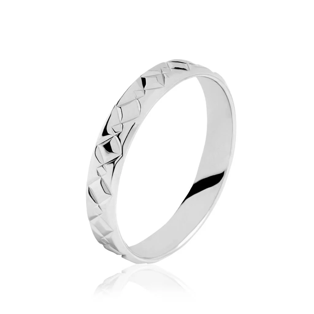 Histoire D'Or Alliance Fantaisie Ruban Plat Or Blanc