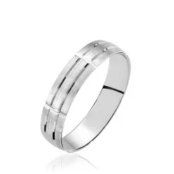 Histoire D'Or Alliance Sidaine Ruban Plat Or Blanc