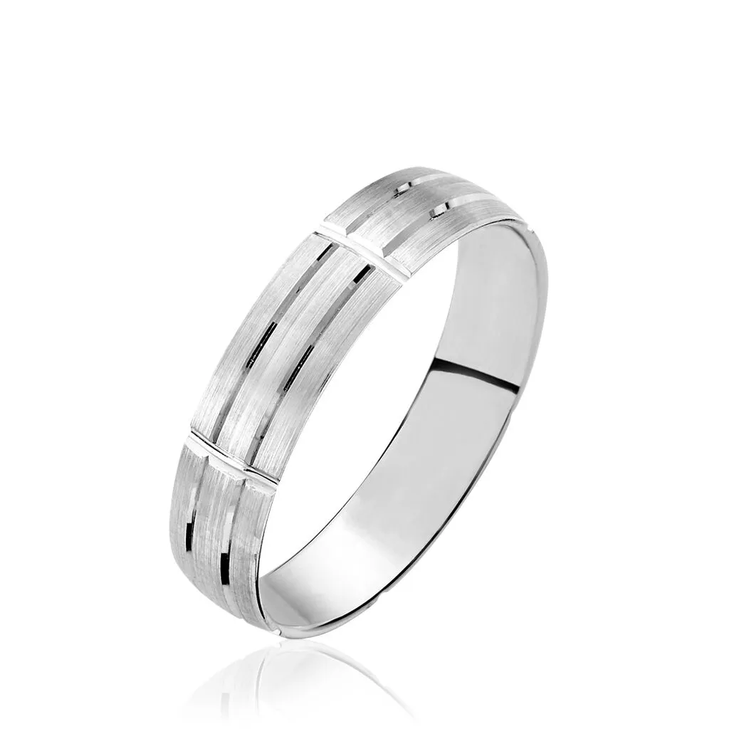 Histoire D'Or Alliance Sidaine Ruban Plat Or Blanc