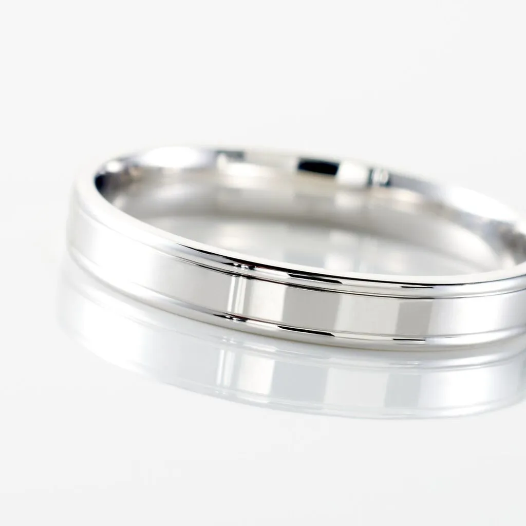 Histoire D'Or Alliance Beatrice Ruban Plat Or Blanc – Image 4