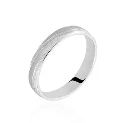 Histoire D'Or Alliance Eros Brossee Ruban Plat Or Blanc