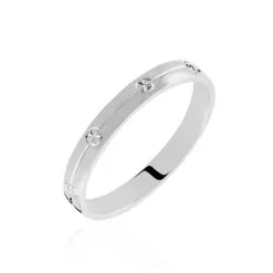 Histoire D'Or Alliance Markel Ruban Plat Or Blanc