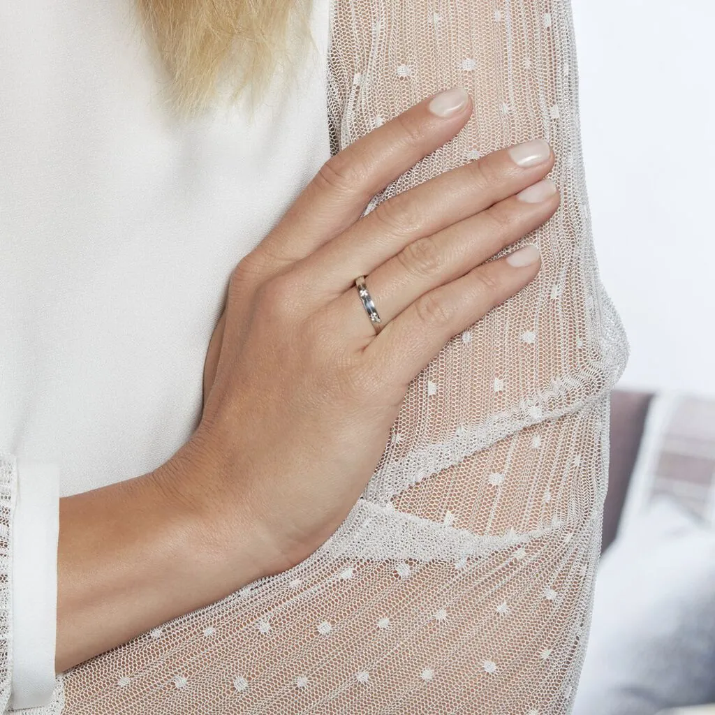 Histoire D'Or Alliance Markel Ruban Plat Or Blanc – Image 6