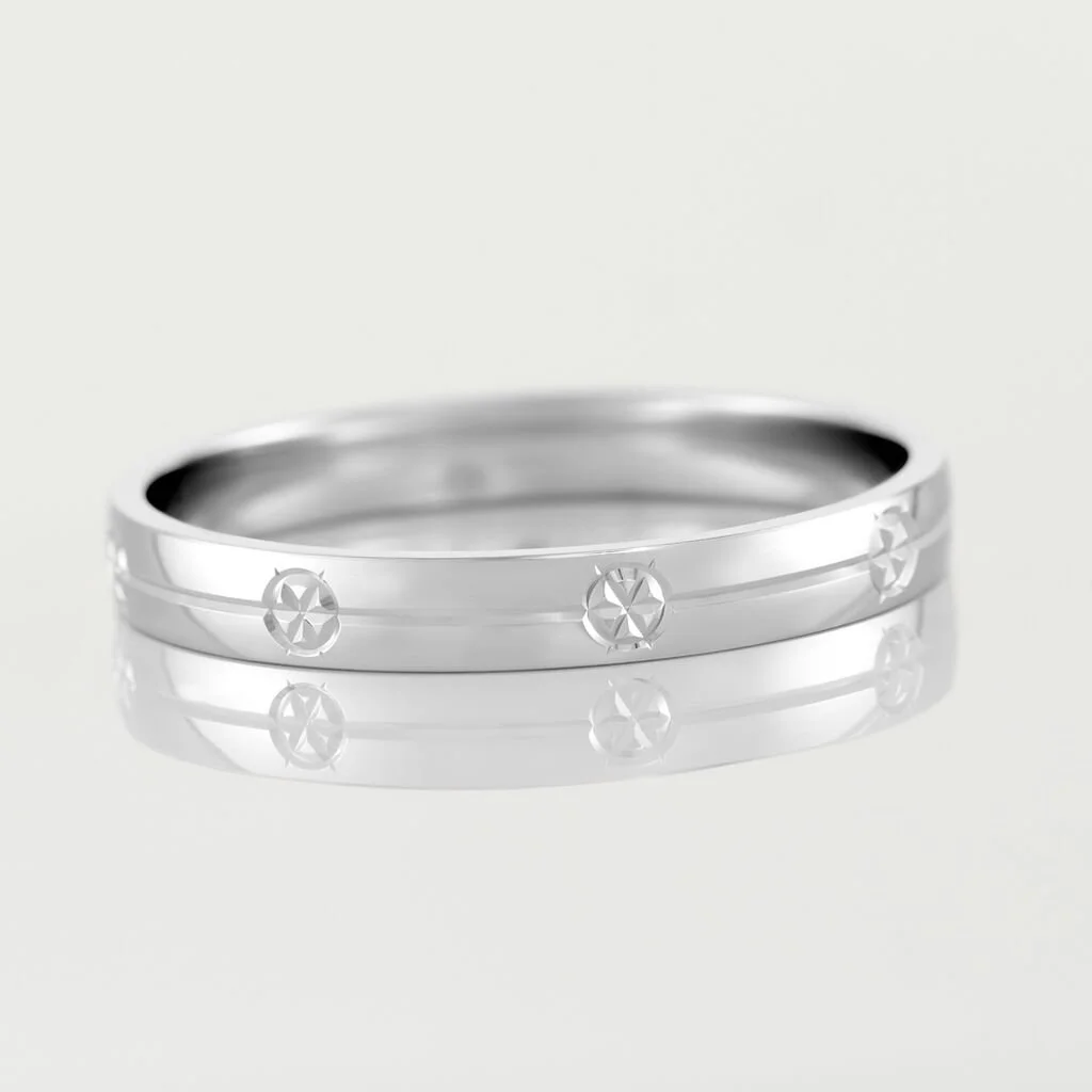 Histoire D'Or Alliance Markel Ruban Plat Or Blanc – Image 4