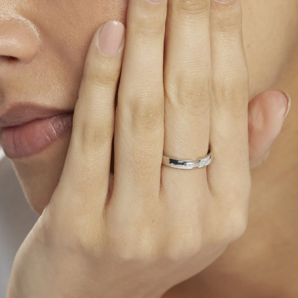 Histoire D'Or Alliance Magali Ruban Plat Or Blanc – Image 5