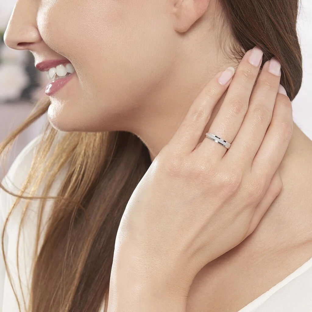 Histoire D'Or Alliance Eole Fantaisie Ruban Plat Or Blanc – Image 4