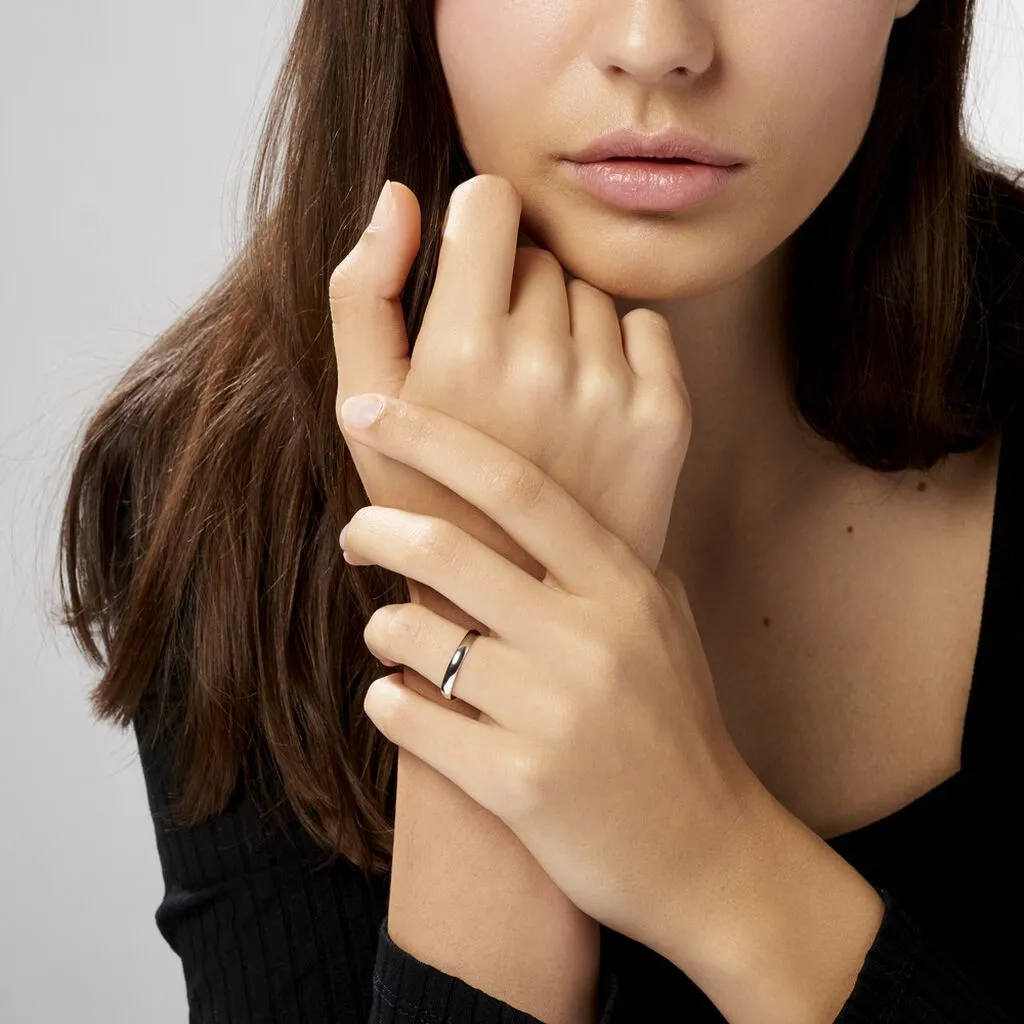 Histoire D'Or Alliance Meredithe Demi Jonc Classique Or Blanc – Image 6