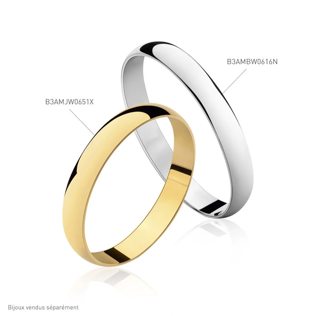 Histoire D'Or Alliance Meredithe Demi Jonc Classique Or Blanc – Image 4
