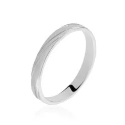 Histoire D'Or Alliance Eros Brossee Ruban Plat Or Blanc