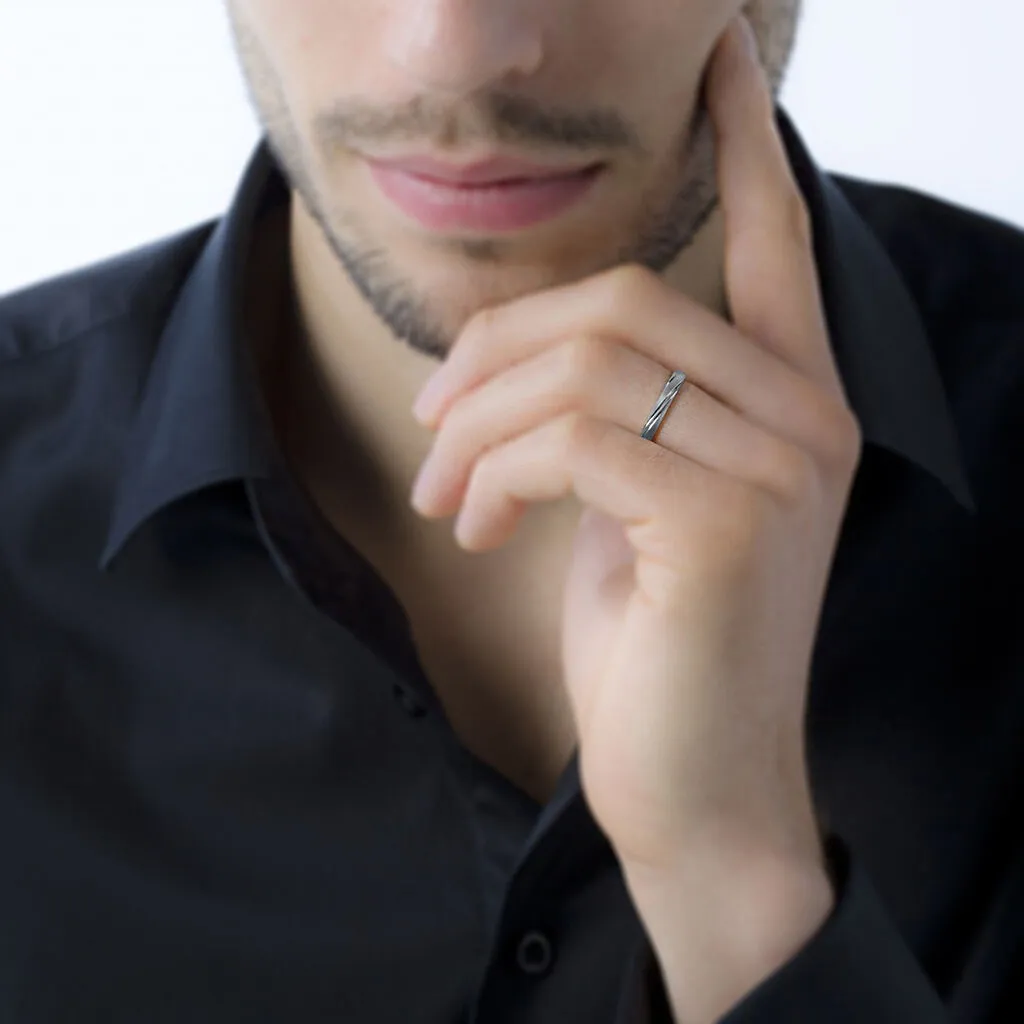 Histoire D'Or Alliance Eros Brossee Ruban Plat Or Blanc – Image 5