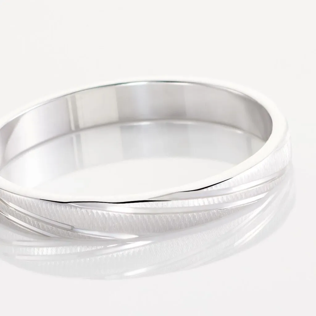 Histoire D'Or Alliance Eros Brossee Ruban Plat Or Blanc – Image 4