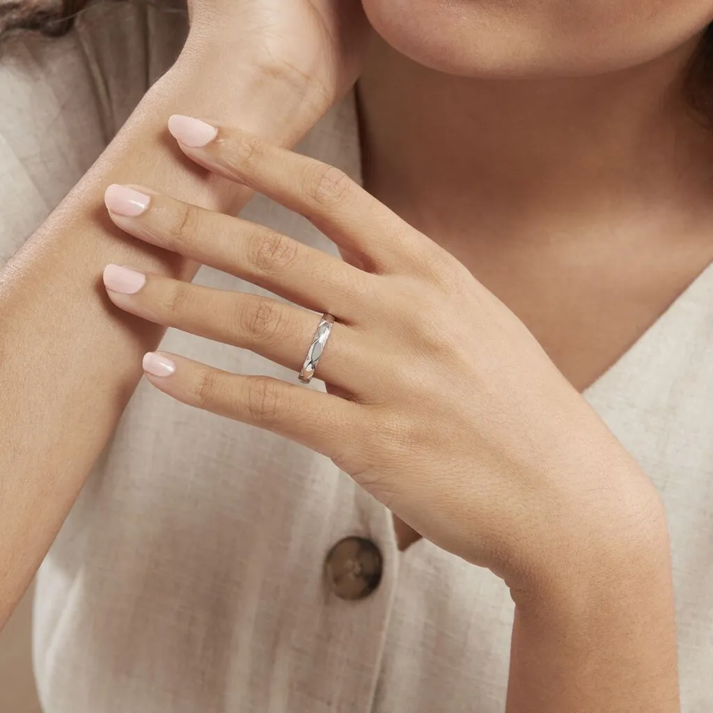 Histoire D'Or Alliance Harmonie Demi Jonc Classique Or Blanc – Image 6