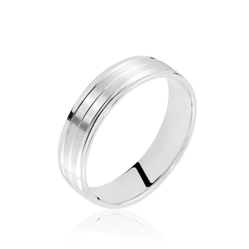 Histoire D'Or Alliance Basile Ruban Plat Or Blanc