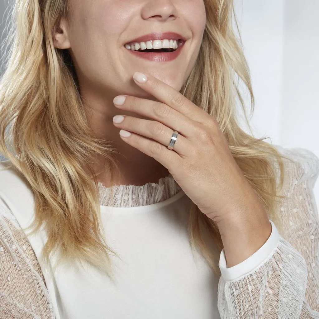 Histoire D'Or Alliance Basile Ruban Plat Or Blanc – Image 5