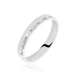 Histoire D'Or Alliance Helios Ruban Plat Or Blanc