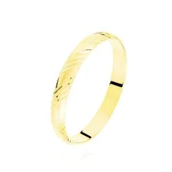 Histoire D'Or Alliance Hercule Striee Demi Jonc Classique Or Jaune
