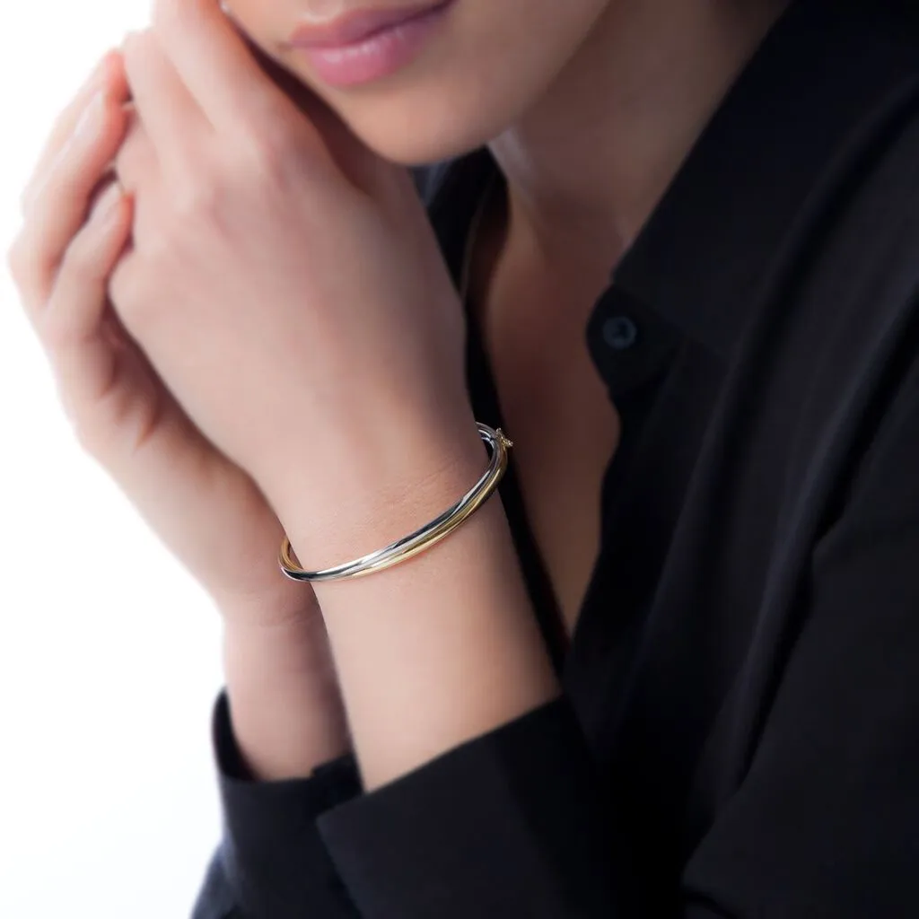 Histoire D'Or Bracelet Jonc Catalin 2 Fils Flexibles Or Bicolore – Image 4