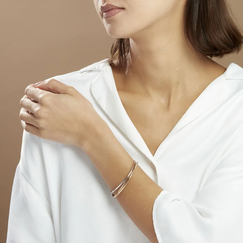 Histoire D'Or Bracelet Jonc Catalin 3 Fils Entrelaces Or Tricolore – Image 3