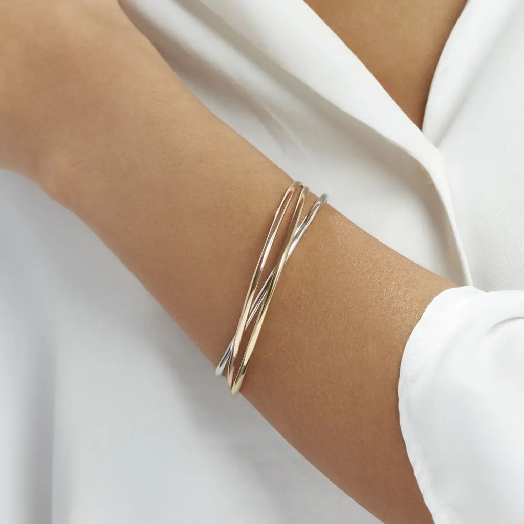 Histoire D'Or Bracelet Jonc Catalin 3 Fils Entrelaces Or Tricolore – Image 4