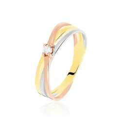 Histoire D'Or Bague Solitaire Gisla Or Tricolore Diamant